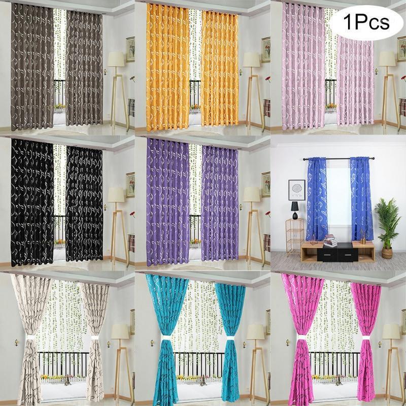 

1 PCS Vines Leaves Tulle Door Window Curtain Drape Panel Sheer Scarf Valances Modern Bedroom Living Room Curtains Cortinas1, Black