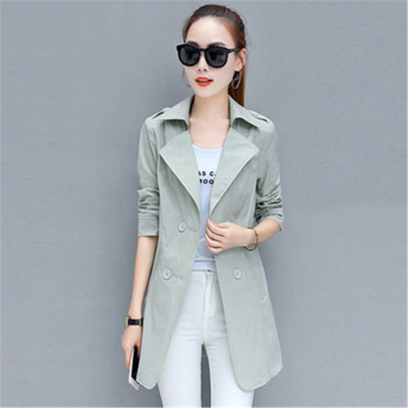 

Women's Jackets Windbreaker Coat 2022 Spring Autumn All-match Slim Medium Long Pu Summer Thin Trench Trend ZY5673, Black;brown