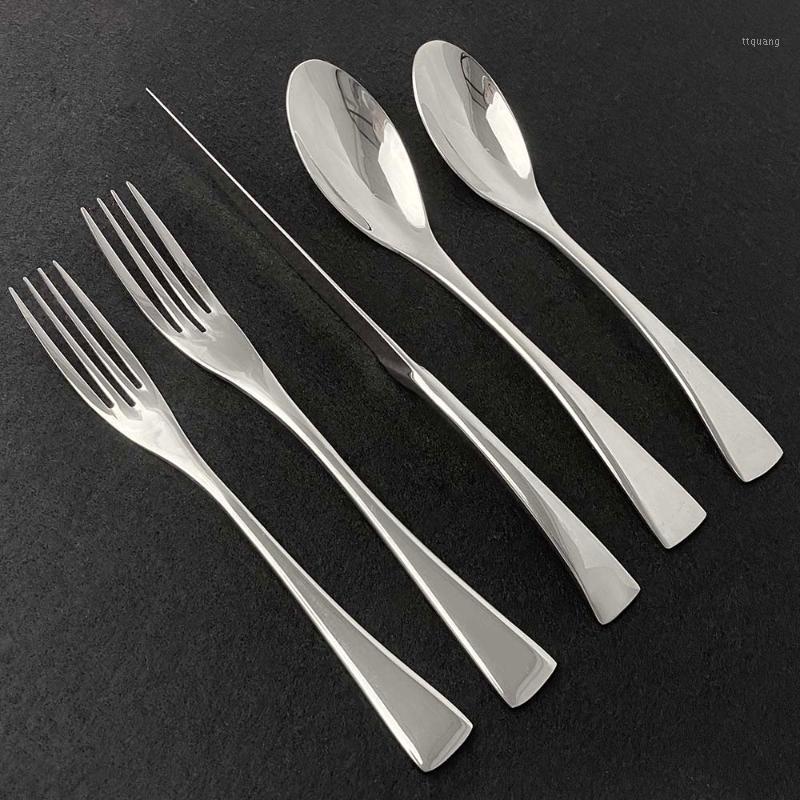 

5/20Pcs Hot Silver Dinnerware Set Mirror Cutlery Set Kitchen Silverware Flatware Steak Tableware For Party Spoon Fork Knife1