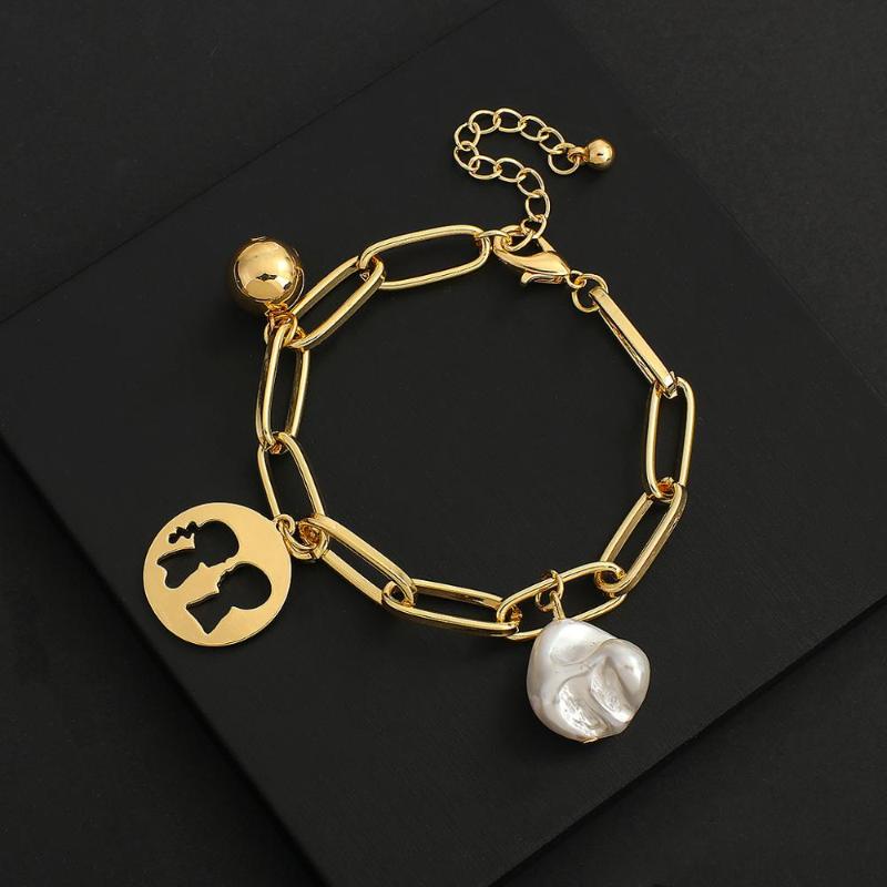 

Amorcome Cute Alloy Metal Boy Girl Figure Round Charm Bracelets Women Gold Chunky Chain Adjustable Bracelet Kids Family Jewelry