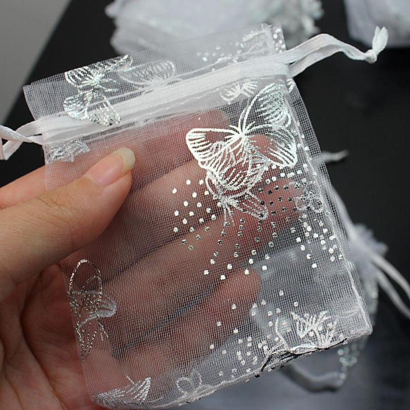 

Gift Wrap 50Pcs Pretty White Butterfly Organza Candy Chocolate Bag Package Jewelry Pouches Wedding Party Birthday Supplies