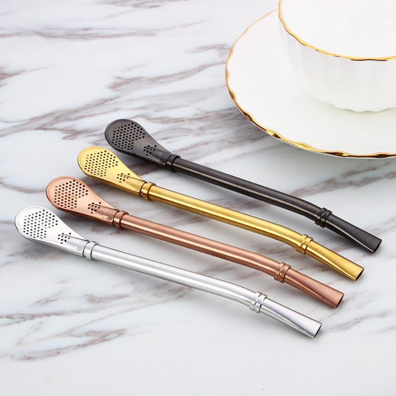 

Stainless Steel Drinking Straw Spoon Filter Mate Reusable Filtered Spoon Tools Drinking Washable Bar Accessories1