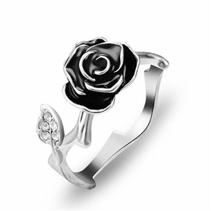 

Personality Rose Flower Rings Female Jewelry Top Quality 925 Sterling Silver Rings For Girl Princess Anniversary Accessories