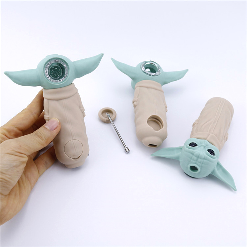 

Unbreakable Design Silicone Pipes 4.7 Inches Baby Silicone Tobacco Hand Pipe With Glass Bowl Water Pipes Oil Rigs portable Smoking Pipes