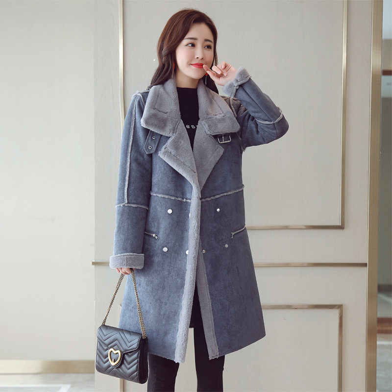 

quality female High fake fur coat thicken fashion parka winter women's jacket 2020 suede leather jackets manteau femme my4325 IM8N, Blue.