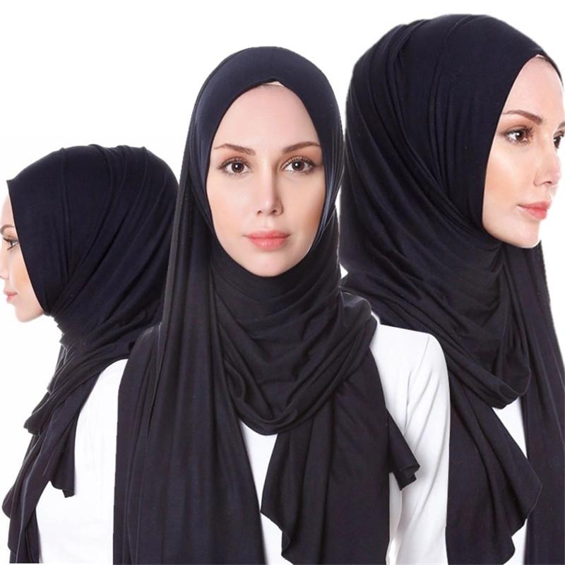 

2020 Muslim Jersey Hijab Scarf For Women femme musulman hijabs Islamic Turban shawls and wraps Solid Modal Headscarf For Ladies
