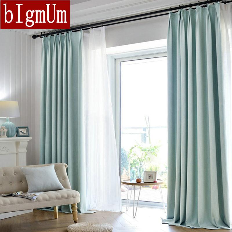 

bIgmUm 70%-90% shading Blackout Curtains For Living Room style solid color modern linen lining tulle curtain window custom