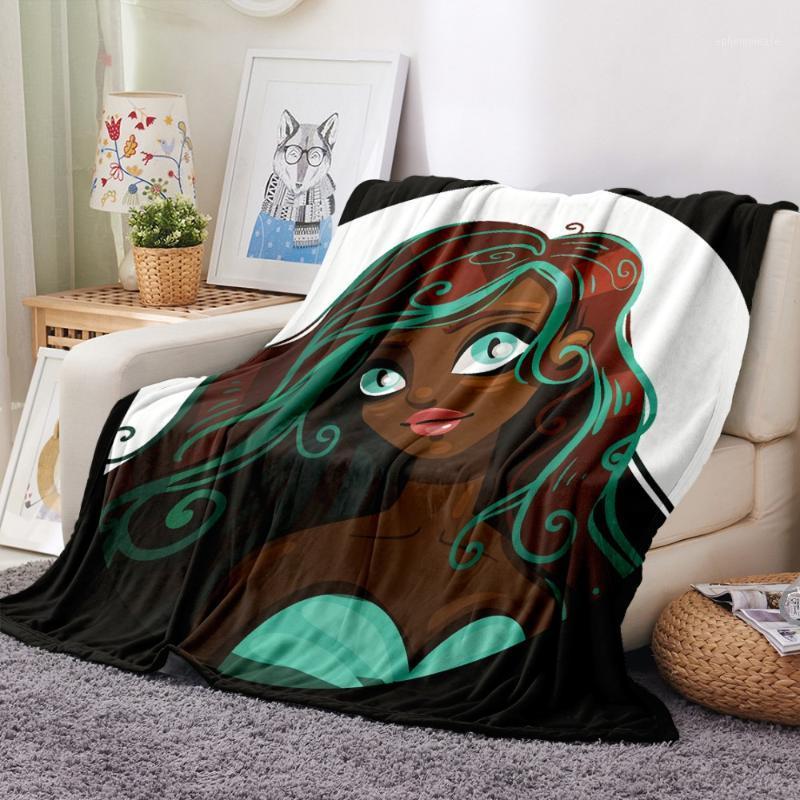 

African American Women Flannel Blanket 3D Print Halloween Gift Fleece Blanket Home Textile Throw For Kids Adults1