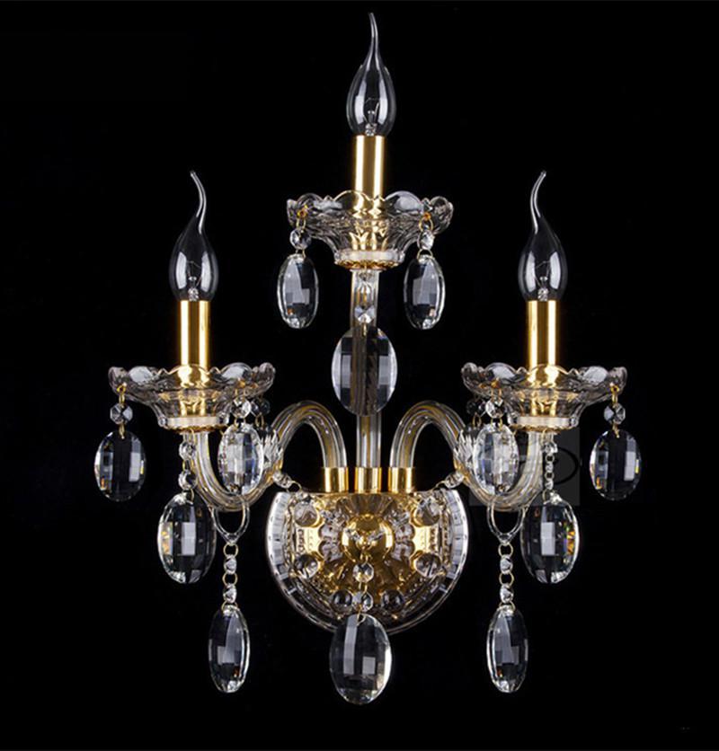 

Villa Large crystal wall lamp gold led wall candle lighting luminaria bedroom Modern led bedside lamp aisle hotel light