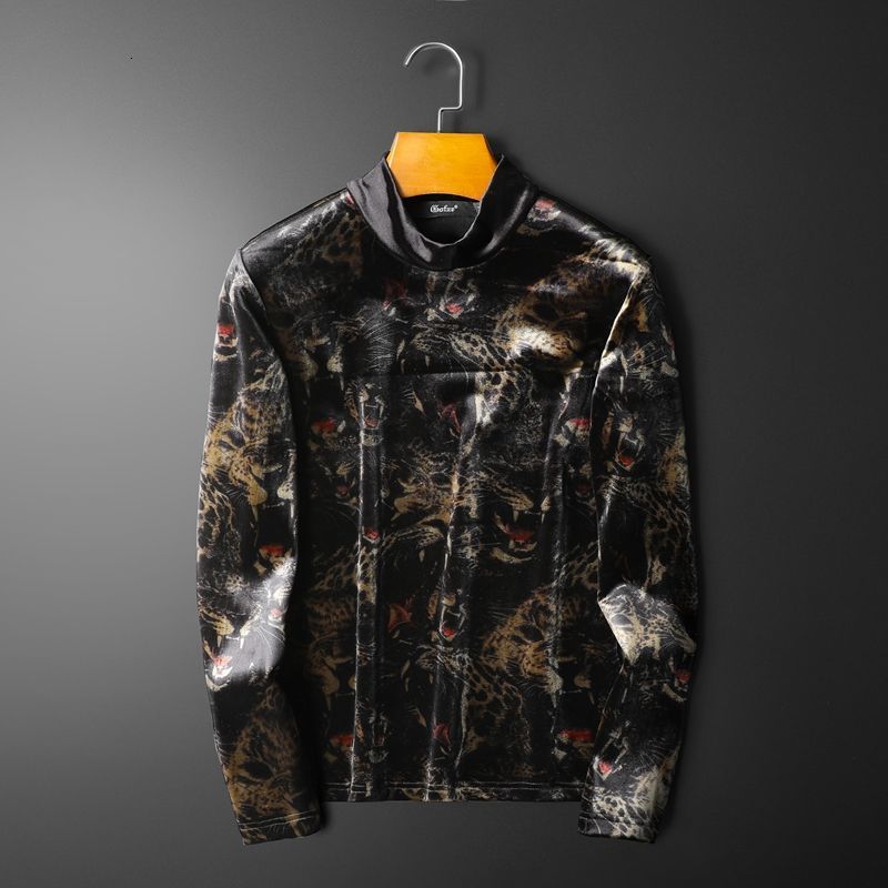 

for Men's Masculine T-shirt Animal Man's Wear Engraved Velvet Club Zmzj, Black