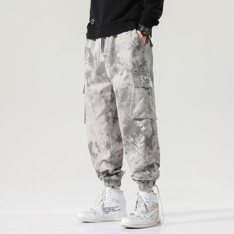 

Neploha Men' Harajuku Cargo Pants Autumn Winter New Man Fashion Casual Oversize Pants Male Camouflage Tie Dye Trousers, Micaiwhite
