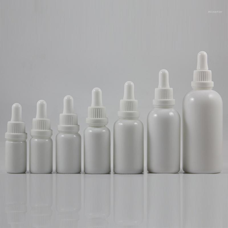 

10ml White Glass Hair Oil Dispenser Bottle with White Collar1