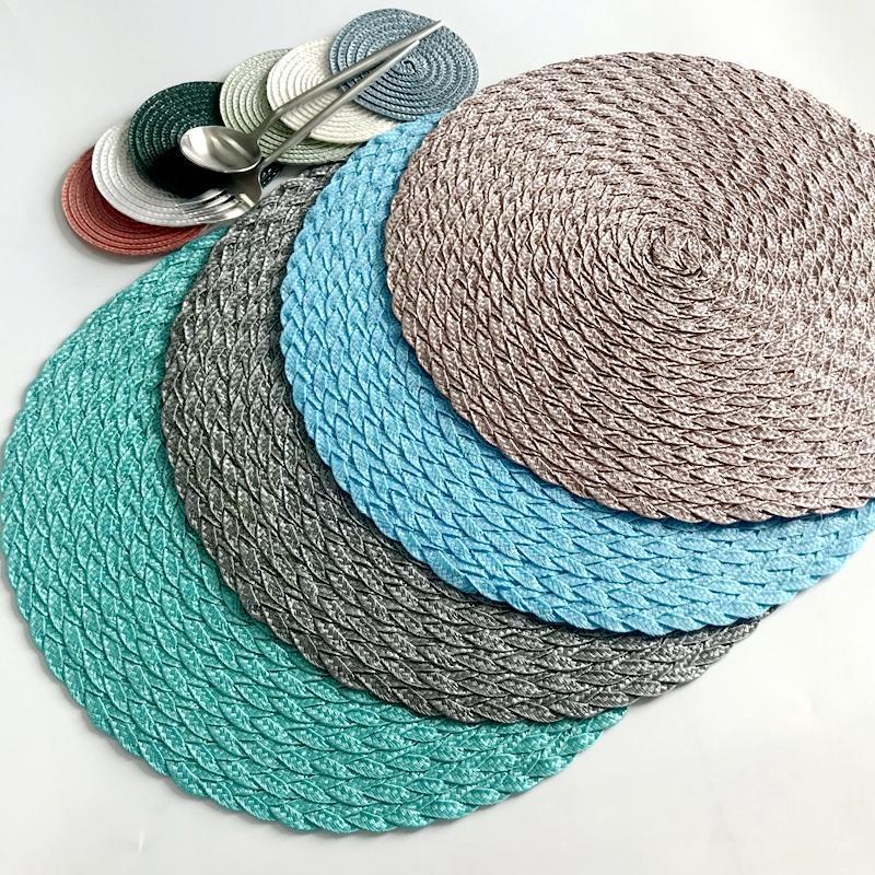 

Mats & Pads 1pcs PP Dining Table Mat Woven Placemat Pad Heat Resistant Bowls Coffee Cups Tableware For Home Kitchen Party Supply