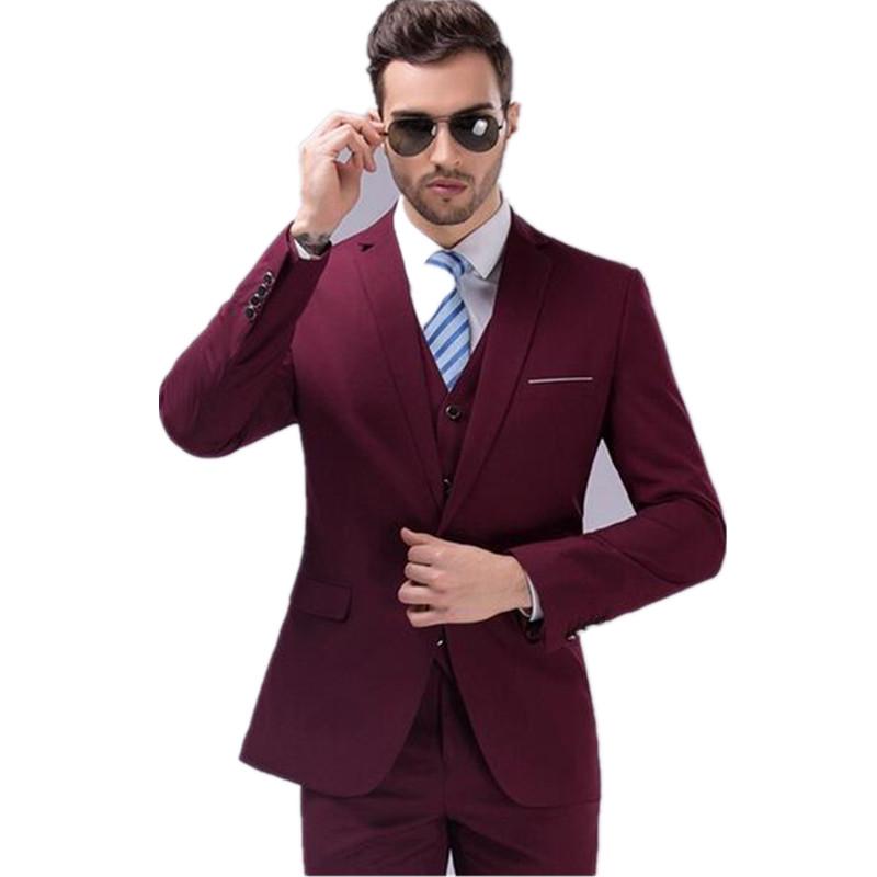 

Fashion classic men's suit red lapel single-breasted men's prom dress and business office suits (jacket + pants + vest) custom, Black