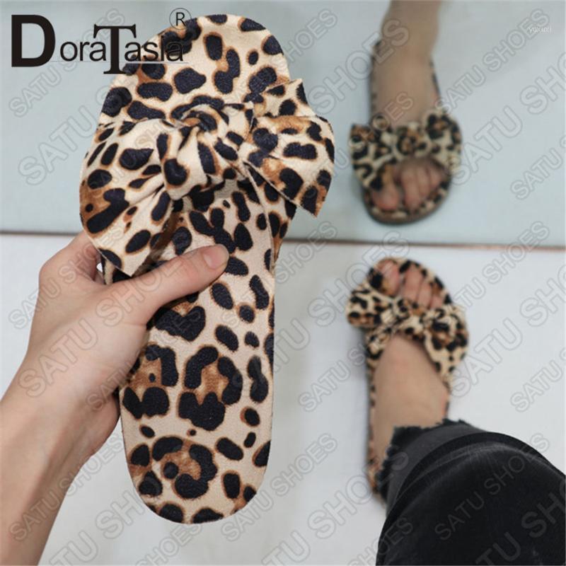 

DORATASIA Lady Fashion Butterfly Knot Slip On Slippers 2020 Round Toe Casual Slippers Women Outdoor Open Toe Flat Shoes Woman1, Beige