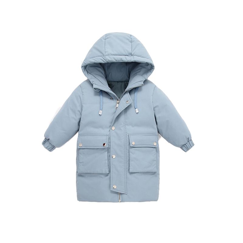 

4 5 6 7 8 10 Years Fashion Kids Down Jacket for Girls Boys Coats Winter Warm Hooded Big Pocket Child Long Outerwear Girl Clothes, Blue