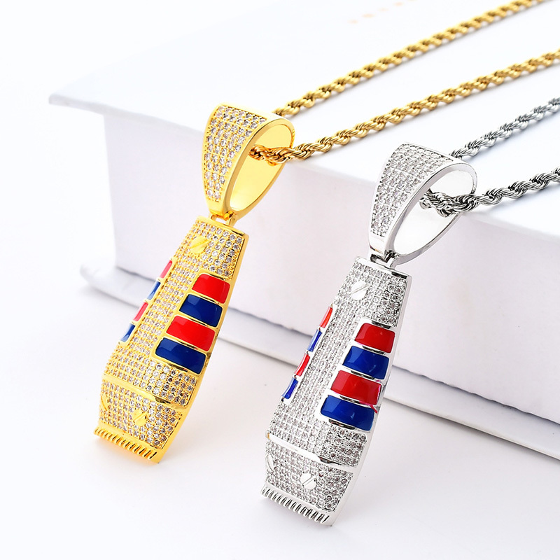 

Micro New Fashion Pave Zircon of Men Hip Hop Jewelry Necklace Ice Out Shaver with Gold Chain Fdm0