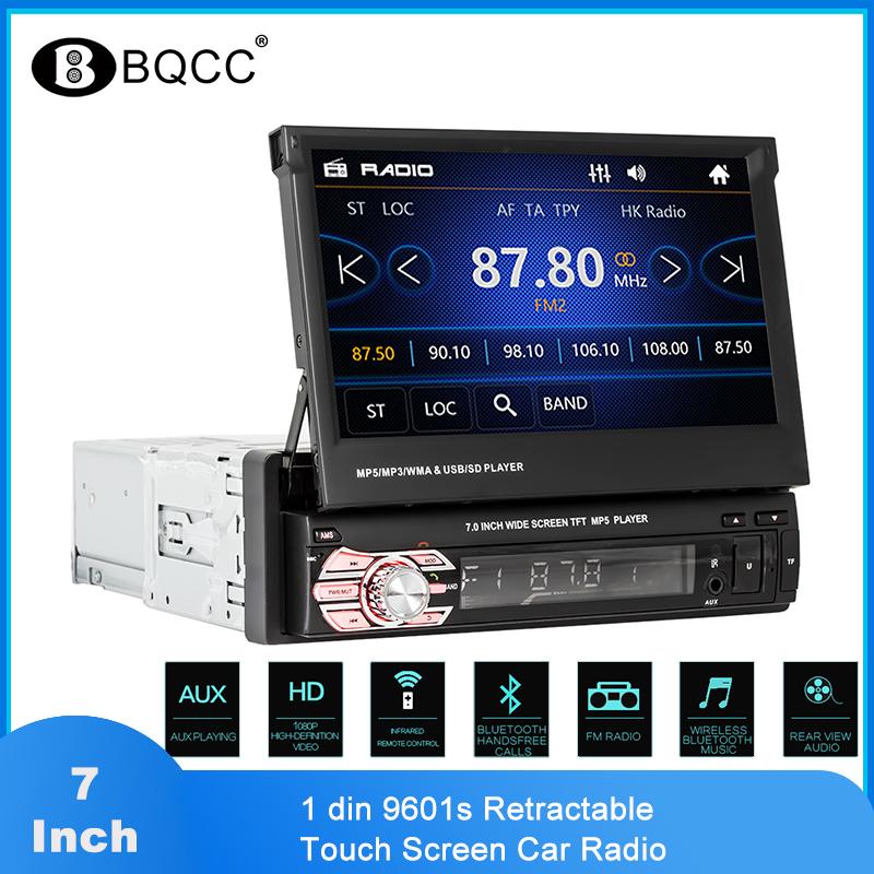

1din Car Radio 7" FM Bluetooth Car Multimedia Player For Universal Stereo 9601s Retractable Touch Screen Radios