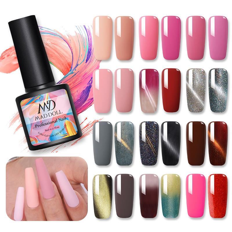 

8ml Gel Nail Polish 2 Pcs Set Soak off Hybrid Varnish Nail Art Design Semi Permanent Gel Cat Eye Series For Manicure, Set19