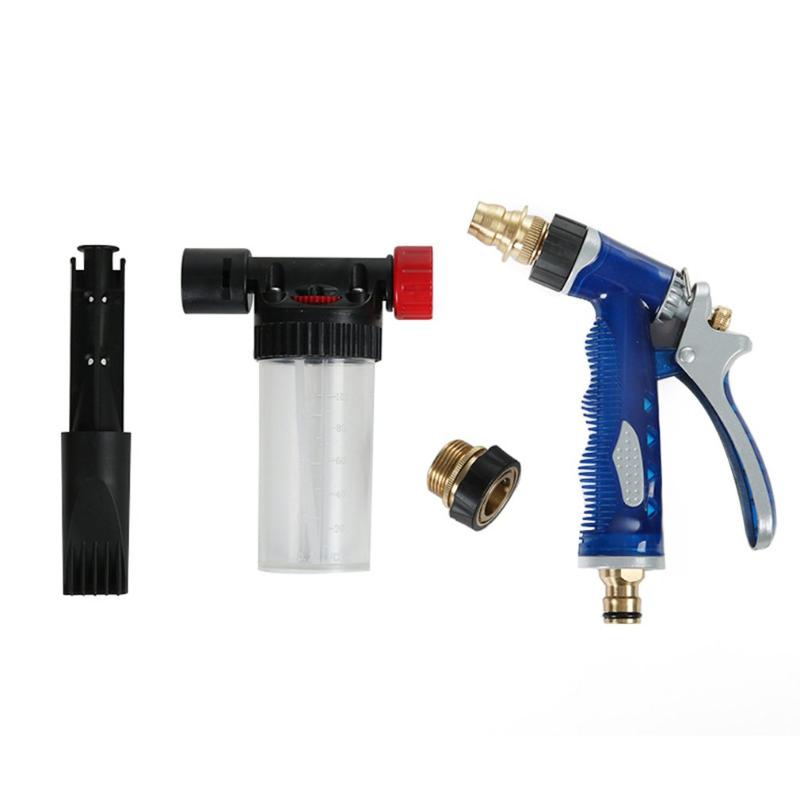 

Alloy Water Gun Washer Cleaning Tool Kit Household Water Nozzle Sprayer For Garden Watering Car Washing Tool with Foam kettle, Sea blue foam pot