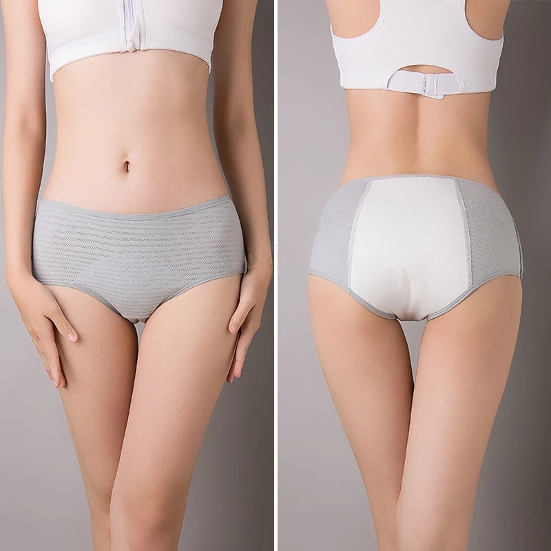 

Menstrual Panties Women Sexy Pants Leak Proof Incontinence Underwear Period Proof Cotton Briefs Mid-Waist Sexy Mesh Intimates, Black