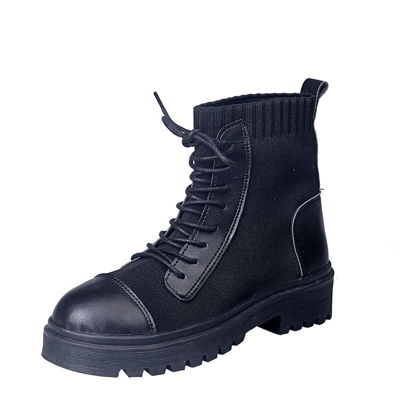 

Women's Shoes boots new fashion British wild round head thick heel adult outdoor leisure solid color 3-5CM heel height, Black