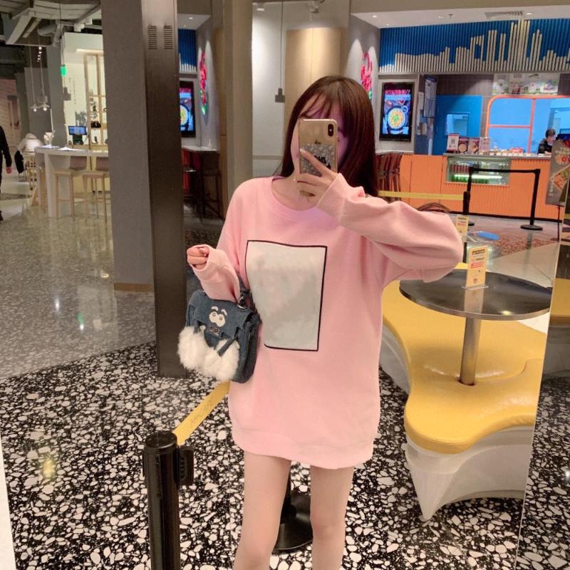 

Autumn and winter fashion men and women suitable for classic autumn winter basic round neck cotton hooded loose version, Pink