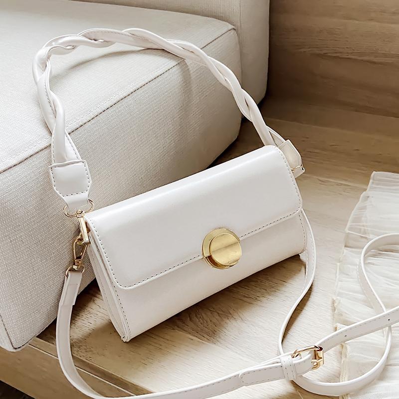 

YANIGELAN Retro Solid Color France Baguette Bag PU Leather Women Underarm Bags Simple Female Shoulder Messenger Pack Sac A Main, Black