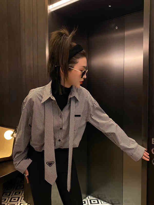 

Women' Blouses & Shirts tie Includes Europe and US women  shirt polos street hoodie blouses Comfortable Cutting tailoring design sleeve embroidery OEM MN9F, Picture color