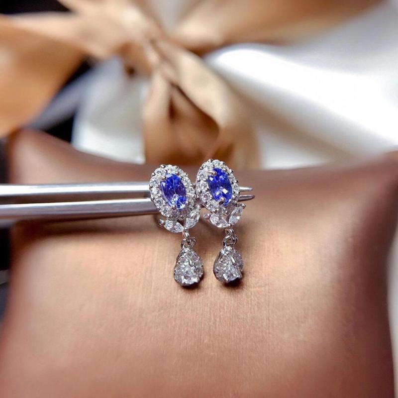 

MDINA New Natural Tanzanite Earrings 925 Silver Main Stone Size 3x5mm