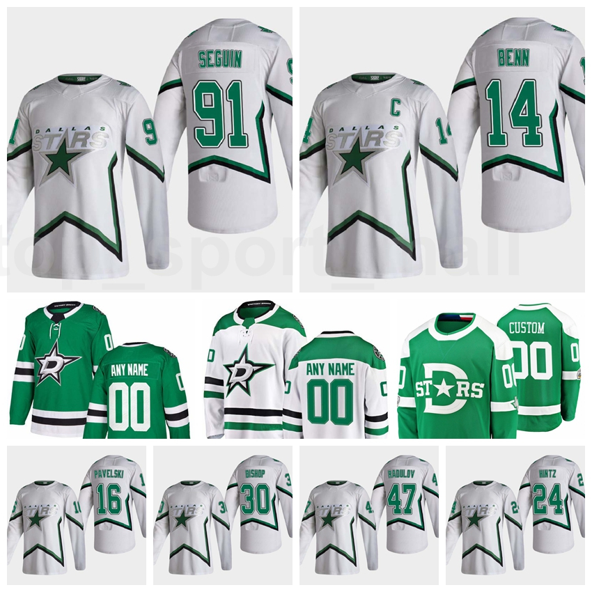 

Men Dallas Stars Ice Hockey 91 Tyler Seguin Reverse Retro Jersey 14 Jamie Benn 47 Alexander Radulov 24 Roope Hintz 30 Ben Bishop, White