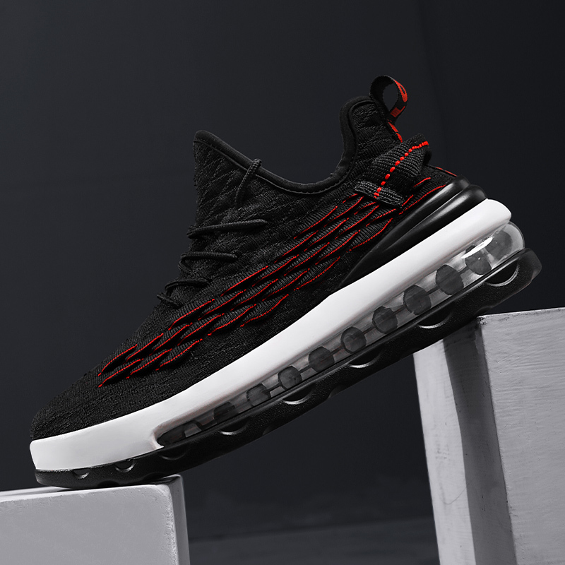 

casual New men's lac-up knitted male lightweight comfortable breathable female tennis shoes zapatos size large Y7NM, Black