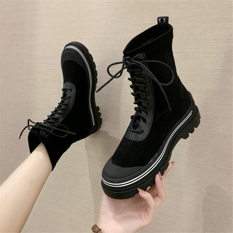 

2021 New Spring Cloth Autumn for Ladies Shoes Anti-slip-resistant Wear Lace Up to Short Fashion Western Boots 8KCF, Khaki.