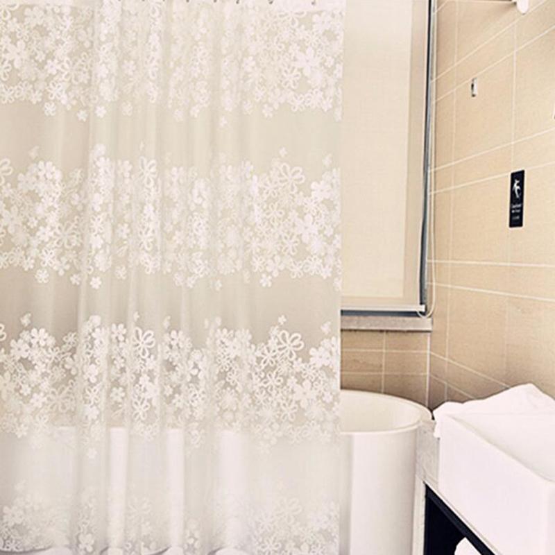 

PEVA 3d Waterproof Shower Curtains Transparent White Gray Leaves Clear Luxury Chic Plastic Gift Bathroom Decor