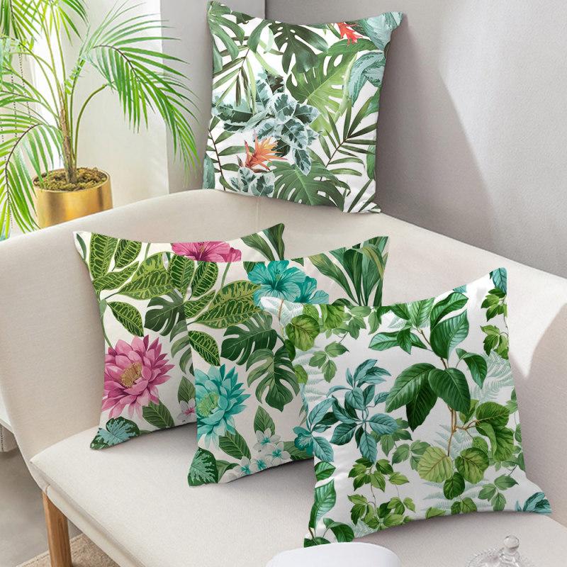 

Fuwatacchi Palm Leaves Photo Cushion Cover Green Plant Flower Leaf Pillow case For Home Sofa Chair Decor Throw Pillowcase New, Random 1 pc