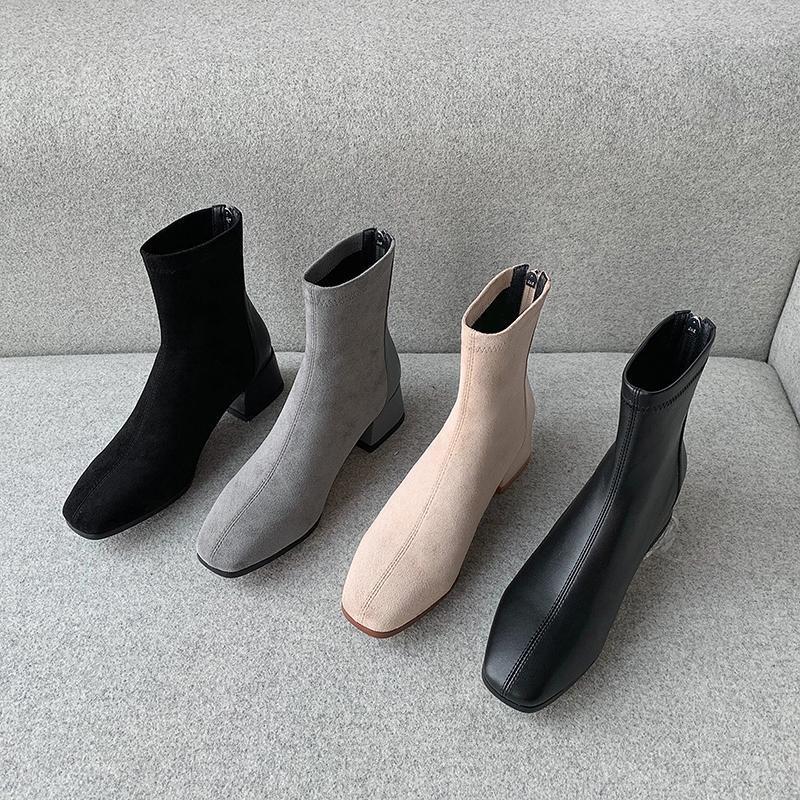 

Grace2021 Thi Heel Ba Zipper Plush Shoes Children's Skynet Red and Thin Boots1, Black velvet