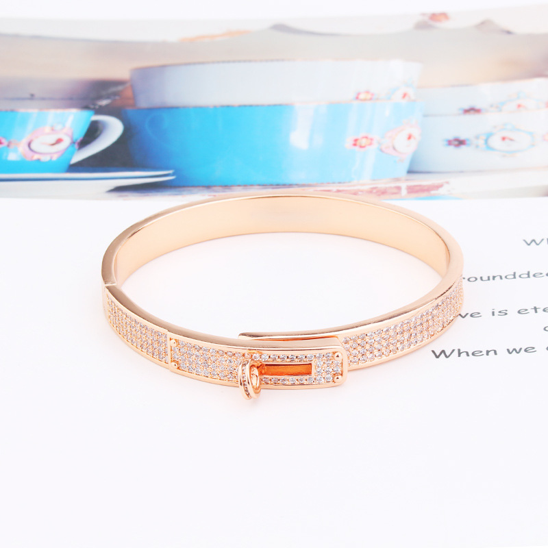 

fashion and versatile creativity button h bracelet jewerly full set zircon bracelet silver rose gold bracelets women jewelry Christmas gift