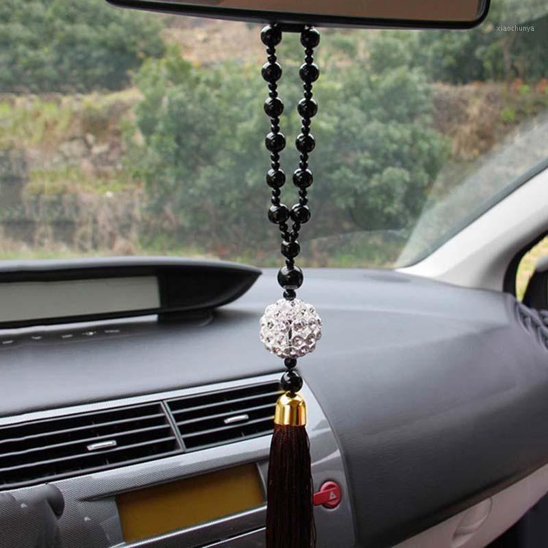 

CJLWTTBOD Hot car rearview mirror ornaments Gypsophila crystal pendant Automobile hanging girl tassel interior trim accessories1