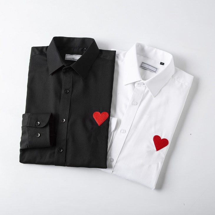 

Mens Shirt Top quality Long embroidery love A letter Sleeve letter Solid Color Slim Fit Casual Business clothing luxury designerWedding party Long-sleeved shirts, No pay