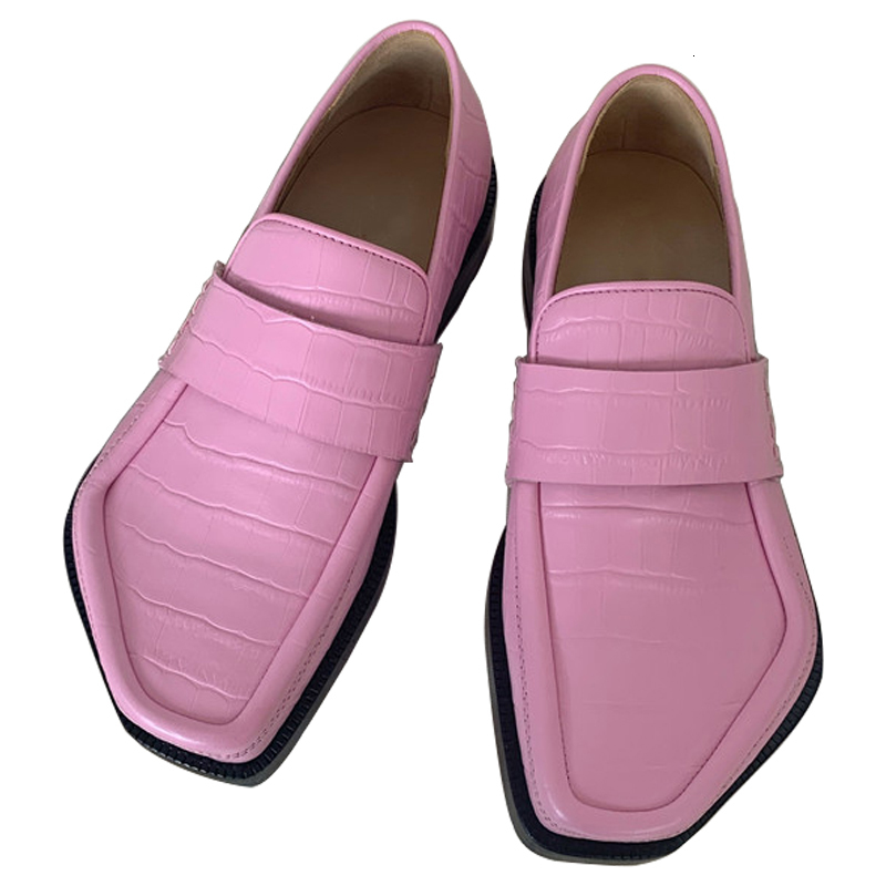 

2021 Spring Latest Pink Women Flat Toe Loafers Black Ladies Dress Shoes Flats 39n8
