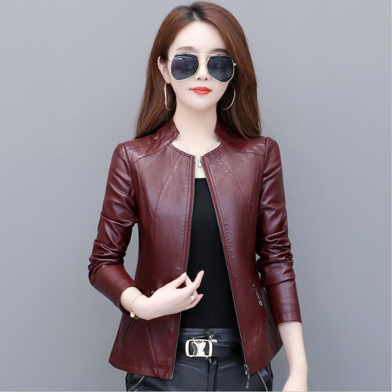 

New plus size M-4XL 2020 fashions short women's leather jacket, Color 4