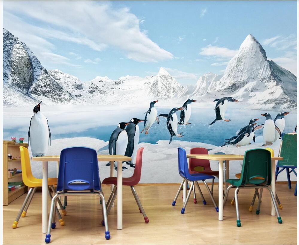 

3d room wallpaper custom photo mural Antarctic penguin ice and snow animals home decor living room 3d wall murals wallpaper for walls 3 d, Non-woven