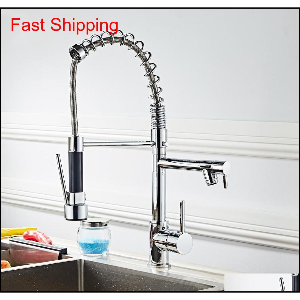 

All Copper Kitchen Faucet Stainless Steel 360 Rotatable Extension Type Double Outlet Spring Faucet Can Ad qylaoy yh_pack