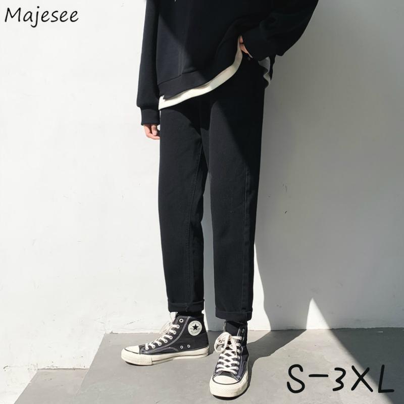 

Jeans Men Large Size S-3XL Button Ankle-length Black Vintage Denim Straight Ulzzang Baggy Chic Female Trousers Harajuku Ins