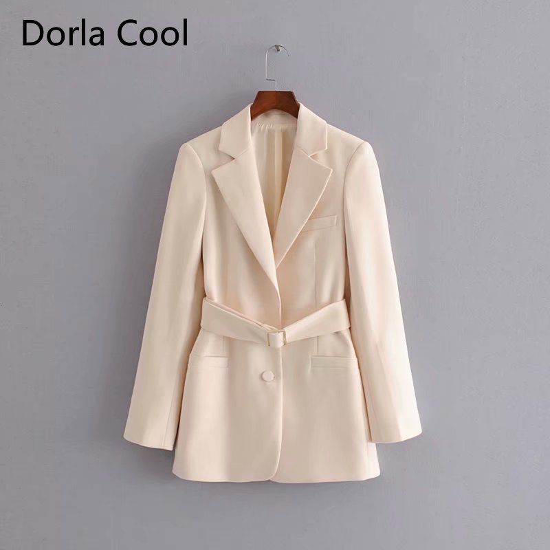 

New Chic Lady in the Office Long Blazers Stripes Tight Collar Outerwear Female Designer Jacket Europe Loose Elegant Party Clothes 1ill, Beige
