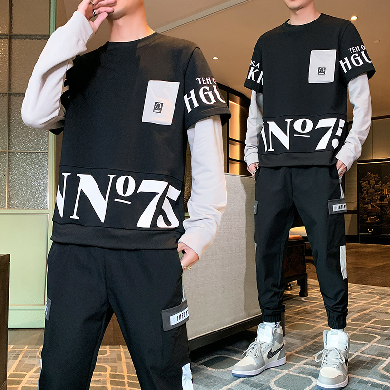 

2021 New Patchwork Men's Sportswear Sets Autumn Spring Hoodies Casual Tracksuit Sweatshirt + Sweatpants Track Suit Y0te, Tz322 a