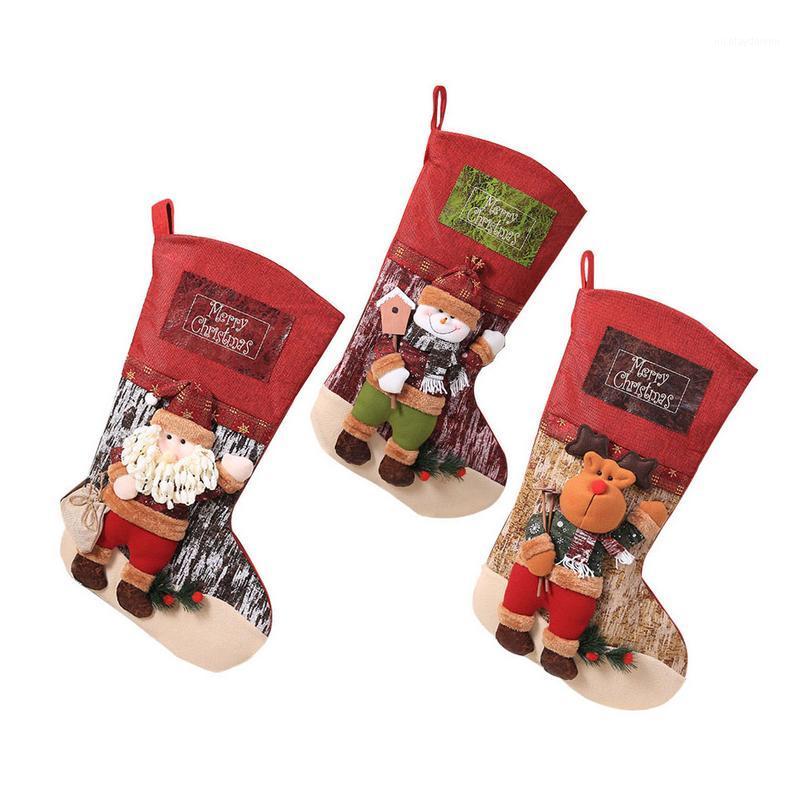 

Christmas Stocking Gift Bag Santa Claus Snowman Elk Pattern Oversized Socks Xmas Tree Candy Ornament Gifts Decorations1