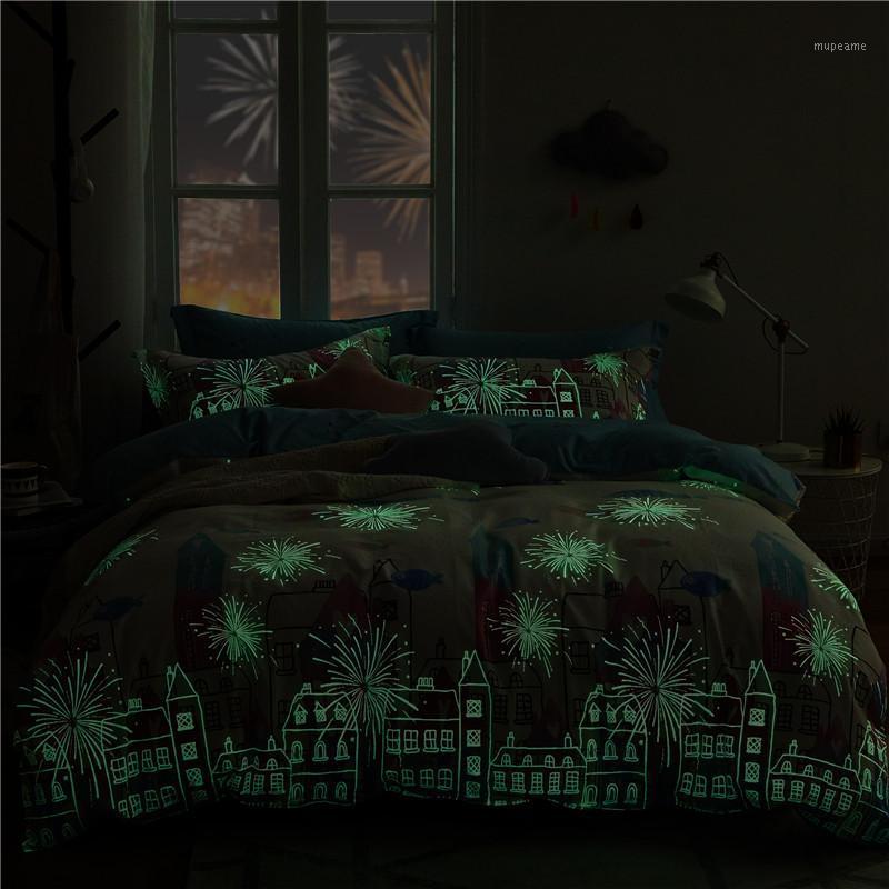 

Luminous Unique Fashion 100%Cotton Soft  Queen size Bedding Set Duvet Cover Bedding Sets Bed sheet set Pillow shams1, Color 4