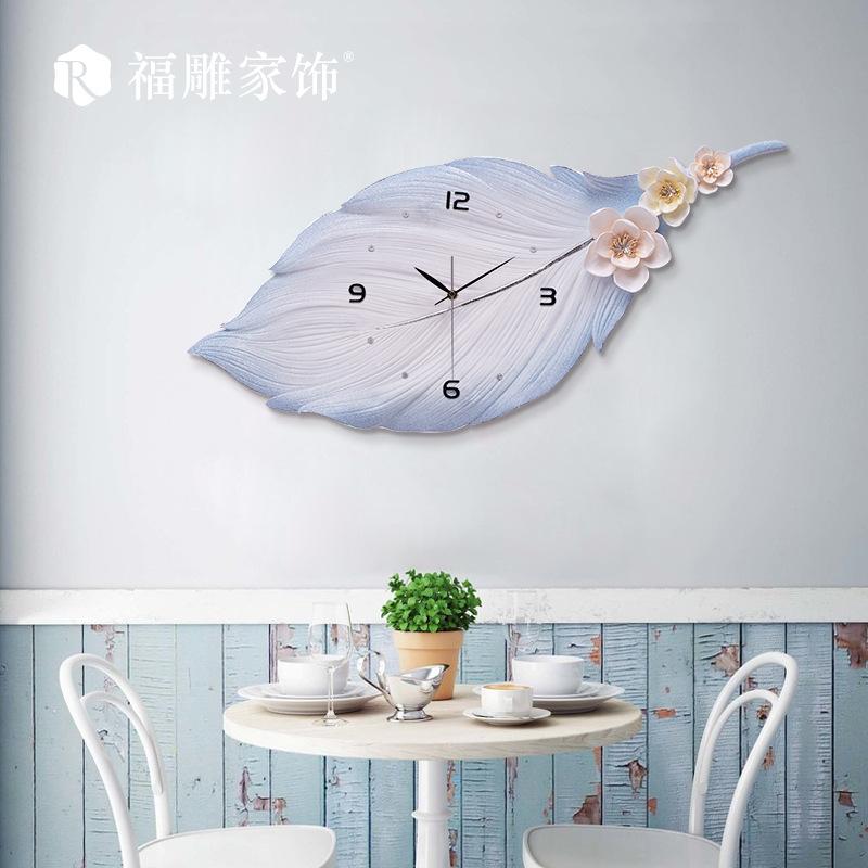 

Nordic Living Room Wall Clock Creative Light Luxury Feather Warm Decoration Watch Household Fashion Modern Simple Clock