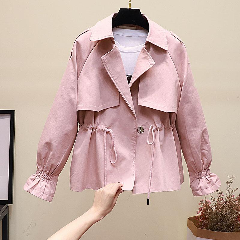 

Women Short Trench 2020 New Spring Autumn Casual Trench Coat with sashes Double breasted Vintage Outerwear Windbreaker XA60, Beige
